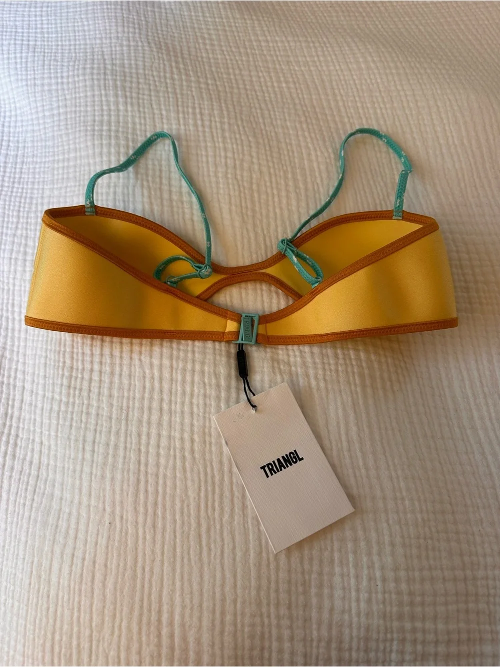 triangl swimwear Yellow Bikini Bottom with Teal Side Ties